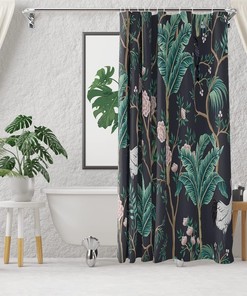 Tropical Jungle Forest Shower Curtain For Wildlife Bathroom Decor