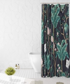 Tropical Jungle Forest Shower Curtain For Wildlife Bathroom Decor 