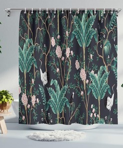 Tropical Jungle Forest Shower Curtain For Wildlife Bathroom Decor 