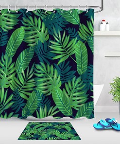 Tropical Jungle Green Leaves Fabric Shower Curtain For Natural And Refreshing Decor