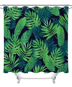 Tropical Jungle Green Leaves Fabric Shower Curtain For Natural And Refreshing Decor