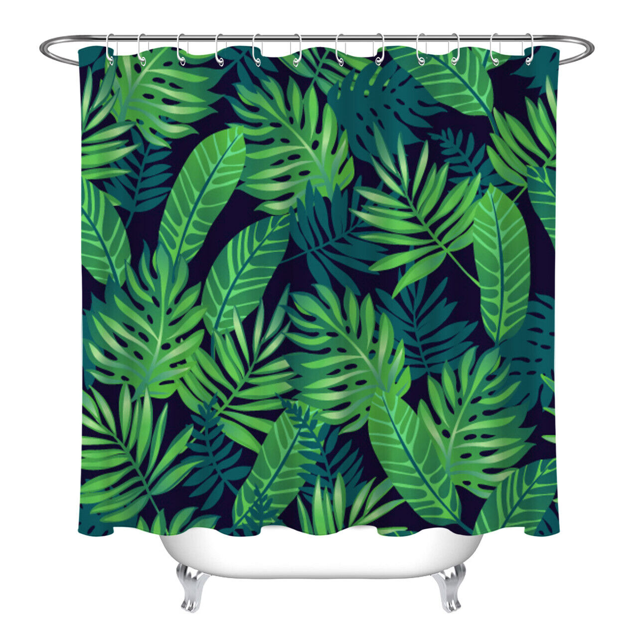Tropical Jungle Green Leaves Fabric Shower Curtain For Natural And Refreshing Decor