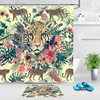 Tropical Jungle Green Leaves & Flowers Leopard Shower Curtain for Vibrant Bathroom Decor