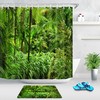 Tropical Jungle Nature View Shower Curtain With Colorful Design For Bathroom Decor
