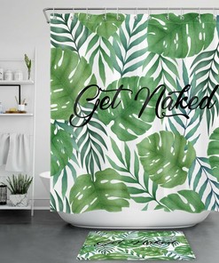 Tropical Jungle Palm Leaf Print Shower Curtain For A Tropical Bathroom