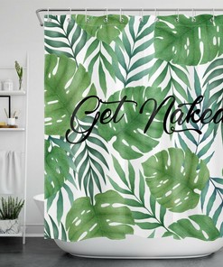 Tropical Jungle Palm Leaf Print Shower Curtain For A Tropical Bathroom