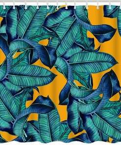Tropical Jungle Palm Tree Banana Leaves Print Shower Curtain for Luxury Shower Decor