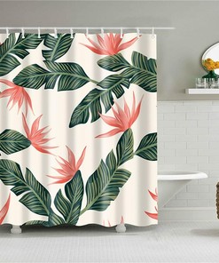 Tropical Jungle Plant Green Waterproof Shower Curtain for Bathroom