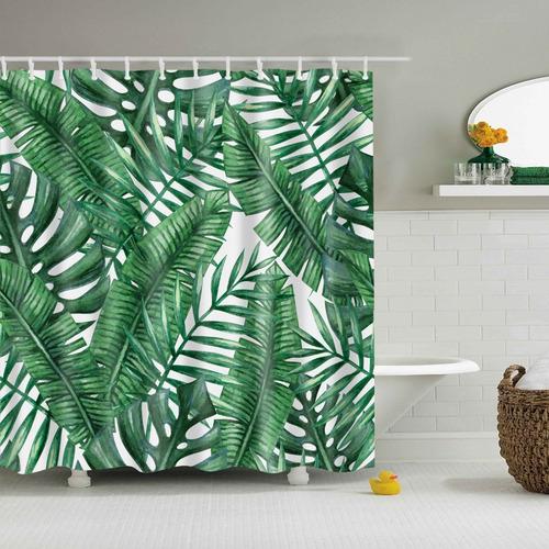 Tropical Jungle Plants And Cactus Fabric Shower Curtain For Nature Inspired Bathroom - Image 3
