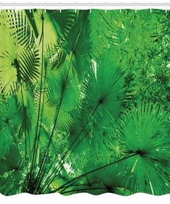 Tropical Jungle Plants Shower Curtain for Lush Bathroom Decor