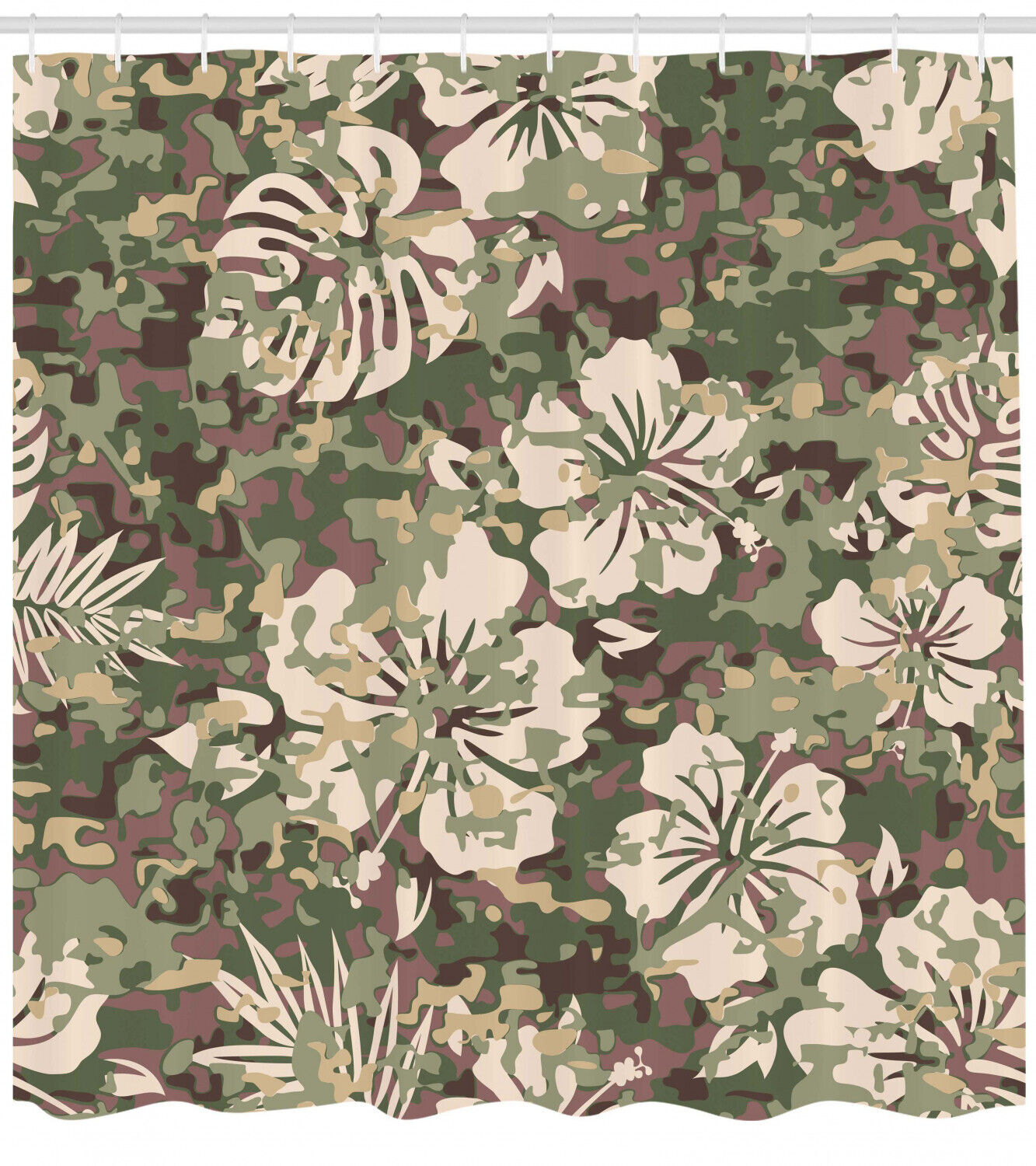 Tropical Jungle Print Aloha Hawaiian Shower Curtain For Bathroom