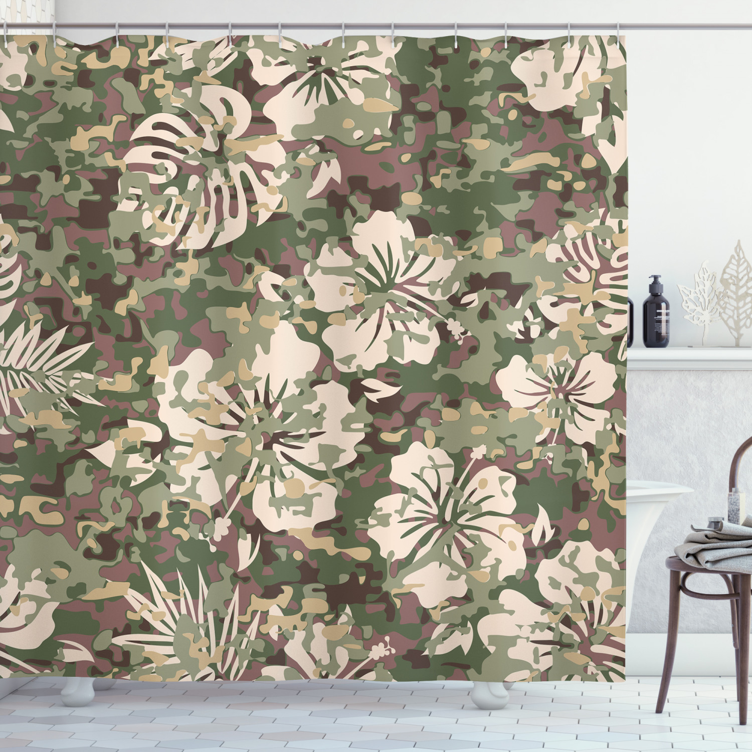 Tropical Jungle Print Aloha Hawaiian Shower Curtain For Bathroom