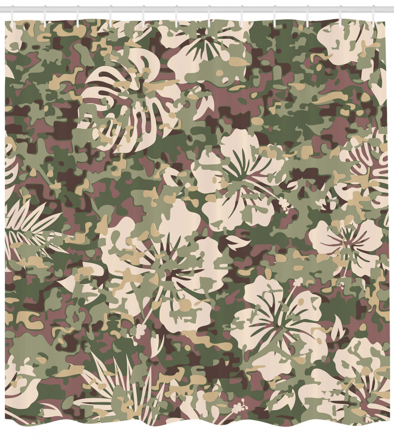Tropical Jungle Print Aloha Hawaiian Shower Curtain For Bathroom