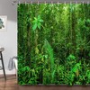 Tropical Jungle Rainforest Landscape Green Forest Shower Curtain, Waterproof Fabric Bath Curtain With Nature Print