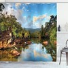 Tropical Jungle River National Park Landscape Shower Curtain for Exotic Bathroom Decor