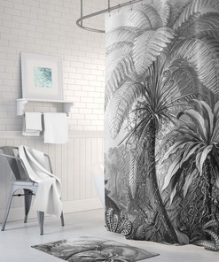 Tropical Jungle Shower Curtain with Botanical and Patterned Design for a Bold Bathroom Decor