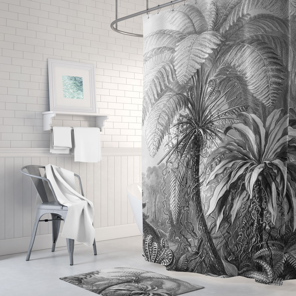 Tropical Jungle Shower Curtain with Botanical and Patterned Design for a Bold Bathroom Decor