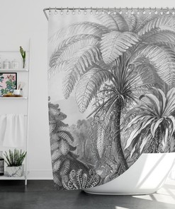 Tropical Jungle Shower Curtain with Botanical and Patterned Design for a Bold Bathroom Decor