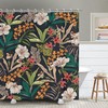 Tropical Jungle Shower Curtain with Dark Floral Leaf Flower Aesthetic, Nature Bathroom Decor 