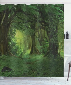 Tropical Jungle Trees Print Shower Curtain for a Lush and Inviting Bathroom Decor