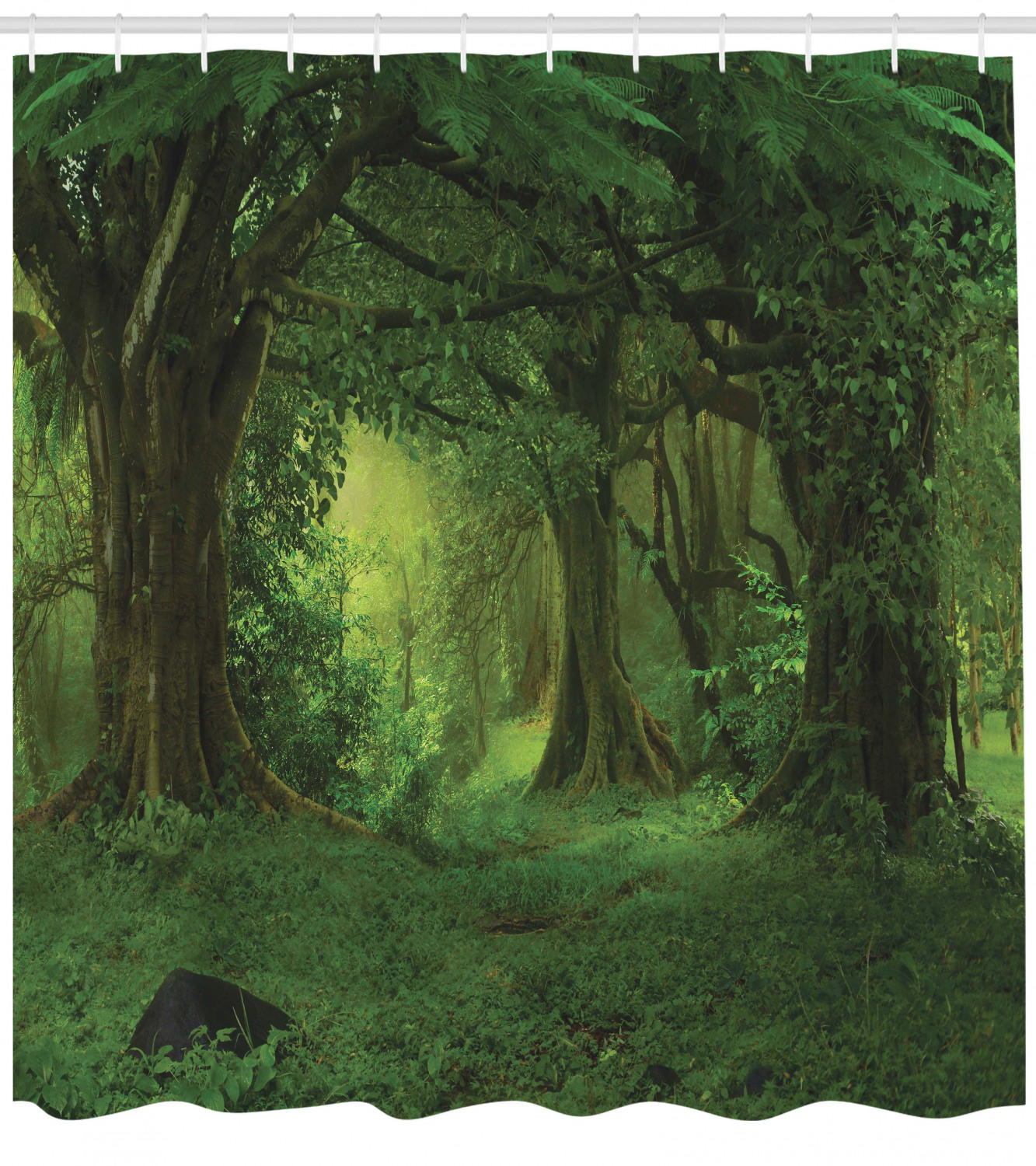 Tropical Jungle Trees Print Shower Curtain for a Lush and Inviting Bathroom Decor