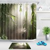 Tropical Jungle Trees Sunshine Small Road Shower Curtain - Waterproof Fabric with Inviting and Scenic Print