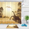 Tropical Landscape Dinosaur Shower Curtain for a Sunny Bathroom