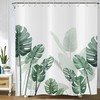 Tropical Leaf And Palm Tree Shower Curtain With Modern Design, Waterproof Fabric For Bathroom Decor