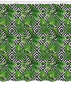 Tropical Leaf Pattern Shower Curtain for Nature-Inspired Bathroom Decor
