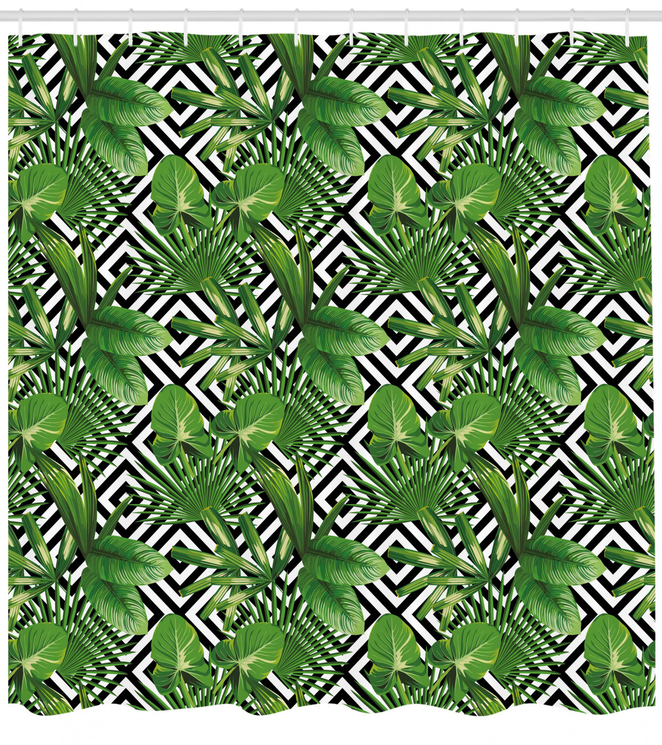 Tropical Leaf Pattern Shower Curtain for Nature-Inspired Bathroom Decor