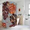 Tropical Leaf Pattern Shower Curtain with Orange, Black, and Brown Colors 