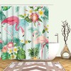 Tropical Leaf Plant Flamingos Shower Curtain - Colorful Garden Themed Bathroom Decor