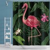 Tropical Leaf Print Flamingo Shower Curtain For Nature Bathroom Decor
