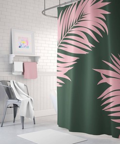 Tropical Leaf Print Shower Curtain - Nature Bathroom Accessory