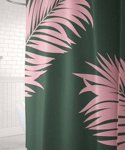 Tropical Leaf Print Shower Curtain - Nature Bathroom Accessory