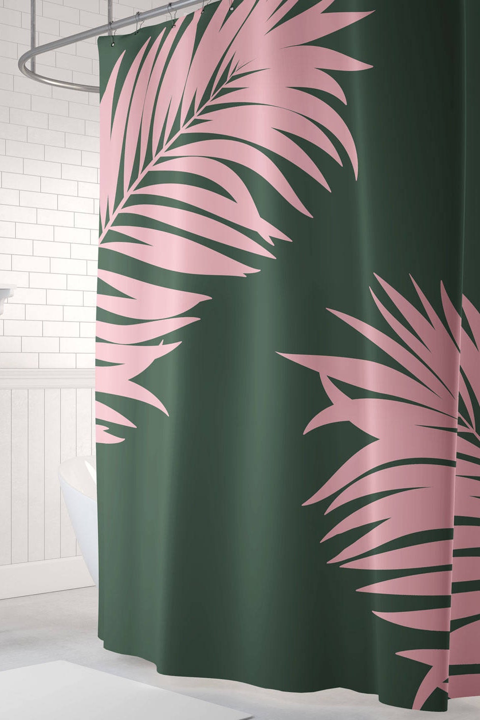 Tropical Leaf Print Shower Curtain - Nature Bathroom Accessory