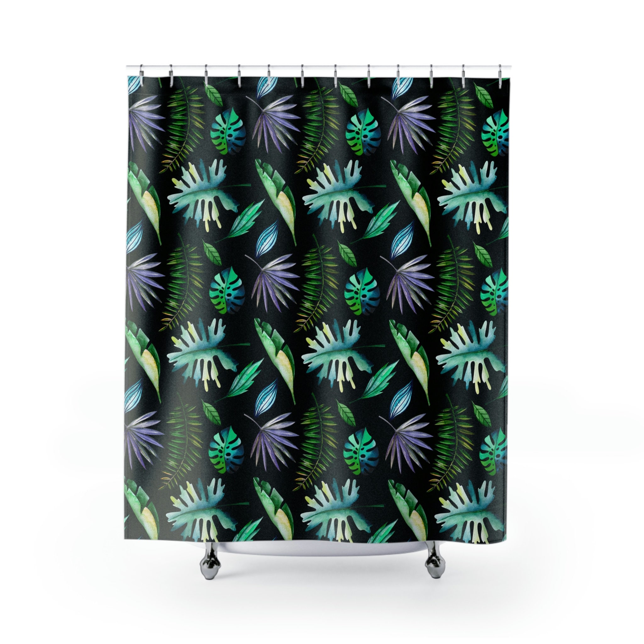 Tropical Leaf Rainforest Shower Curtain For Bathroom Decor