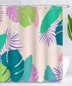 Tropical Leaf Shower Curtain For Botanical-Themed Bathroom