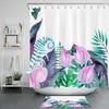 Tropical Leaf Shower Curtain Set - Colorful Bathroom Accessories