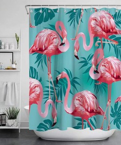 Tropical Leaves Flamingo Shower Curtain For A Relaxing Bathroom