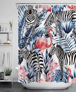 Tropical Leaves Flamingo Shower Curtain For A Relaxing Bathroom