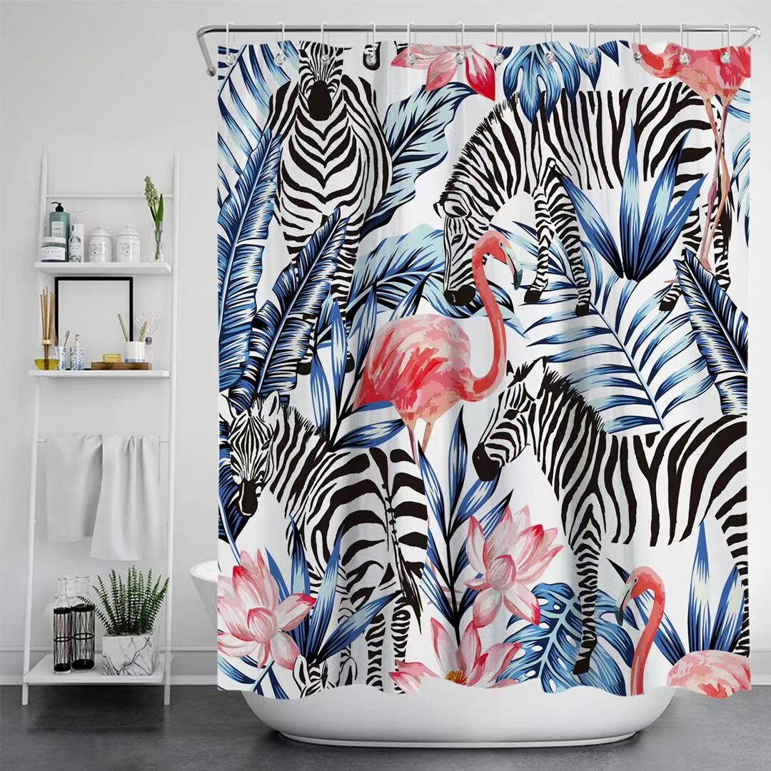 Tropical Leaves Flamingo Shower Curtain For A Relaxing Bathroom
