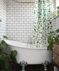 Tropical Leaves Green Clean Eucalyptus Shower Curtain For Refreshing Bathroom Decor