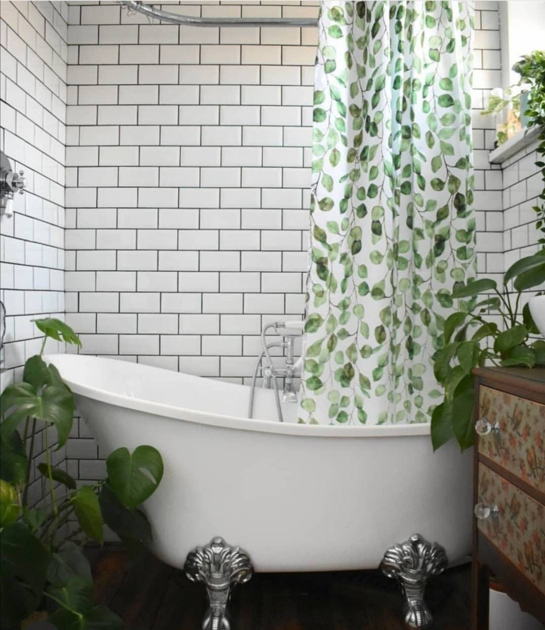 Tropical Leaves Green Clean Eucalyptus Shower Curtain For Refreshing Bathroom Decor