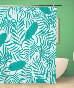 Tropical Leaves Hawaiian Floral Abstract Shower Curtain With Beautiful Botanical Colors