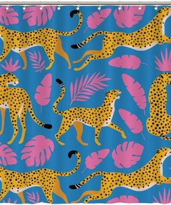 Tropical Leaves Print Shower Curtain - Custom Durable Fabric