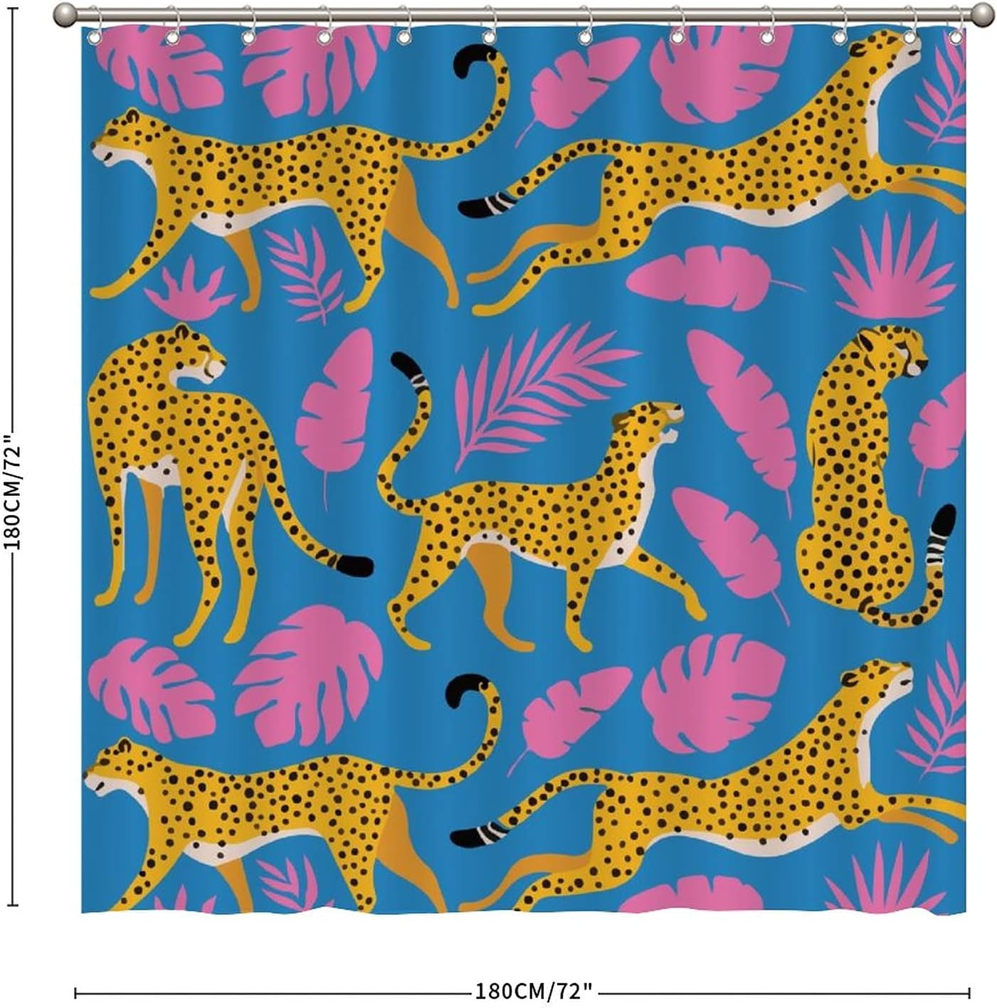 Tropical Leaves Print Shower Curtain - Custom Durable Fabric - Image 2