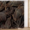 Tropical Leaves Shower Curtain - Black Brown Palm Leaf Botanical Design for Nature Lovers