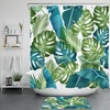 Tropical Leaves Shower Curtain - Green Plants Palm Bathroom Decor