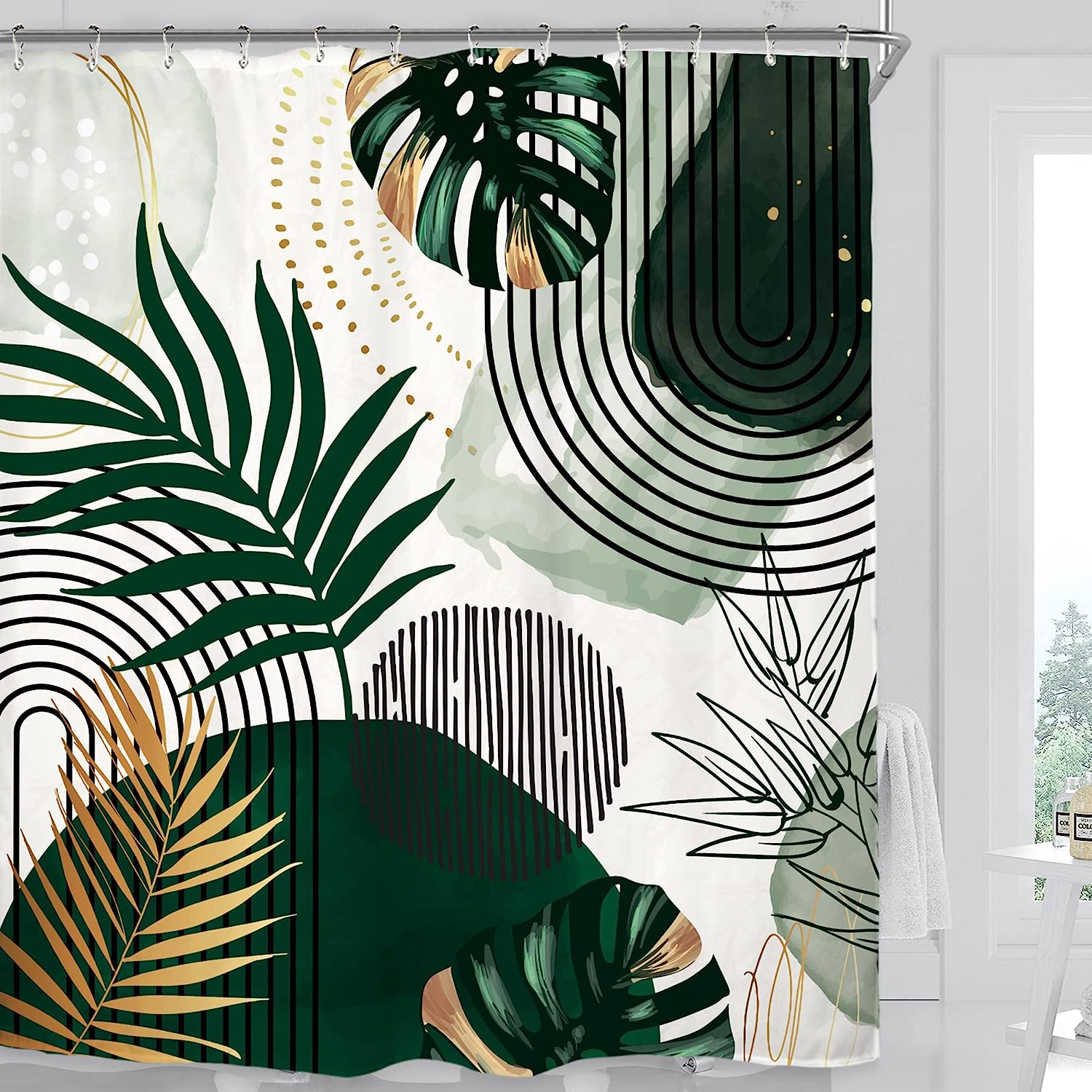 Tropical Leaves Shower Curtain for a Refreshing Bathroom